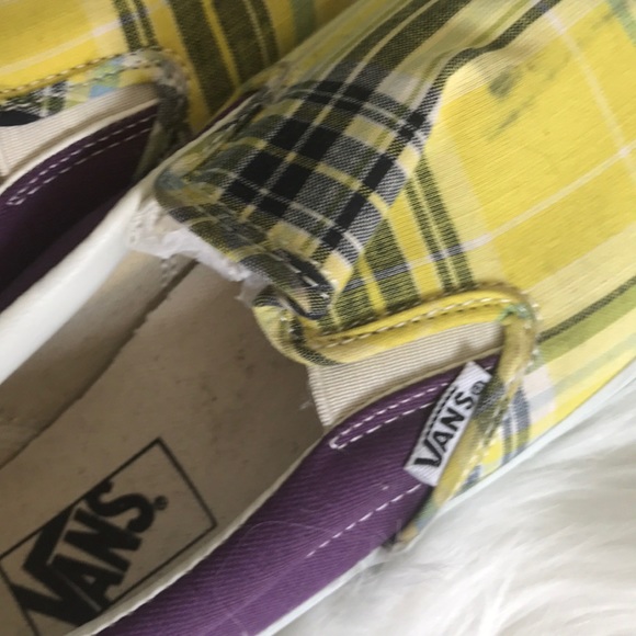 Vans Slip on Shoes Sneakers US 7 Yellow Plaid Ltd Edition Korea Brand New Unique - Picture 7 of 8